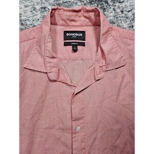 Bonobos Button Shirt Men's Large L Red Stretch Standard Fit